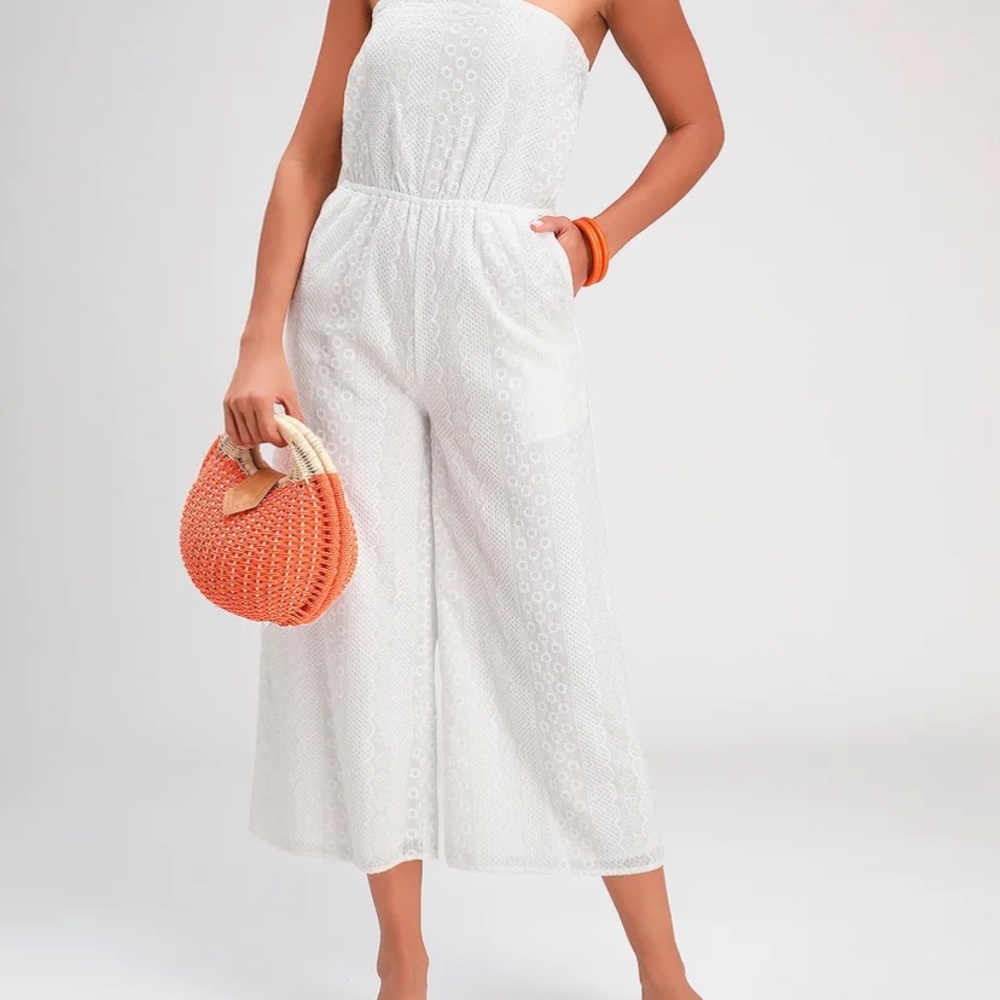 lulus tube top jumpsuit with pockets